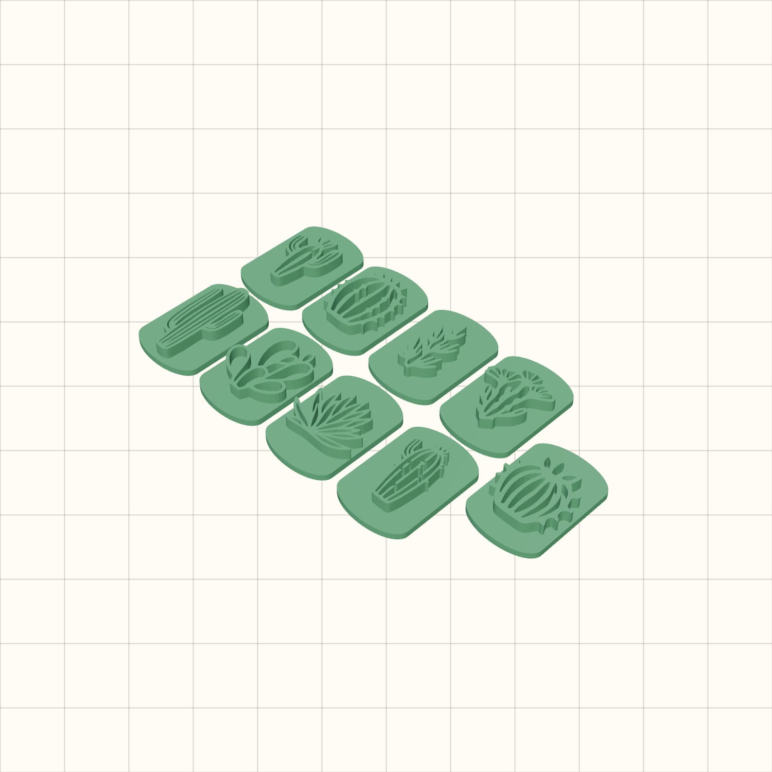 9-Piece Cactus Stamp Set STL 9-Piece Cactus Stamp Set STL