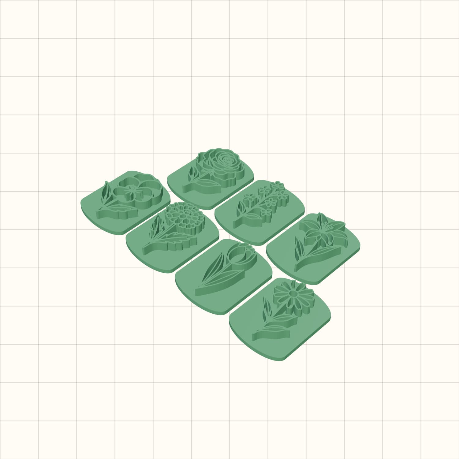 7-Piece Flower-Shaped Stamp Set STL 7-Piece Flower-Shaped Stamp Set STL