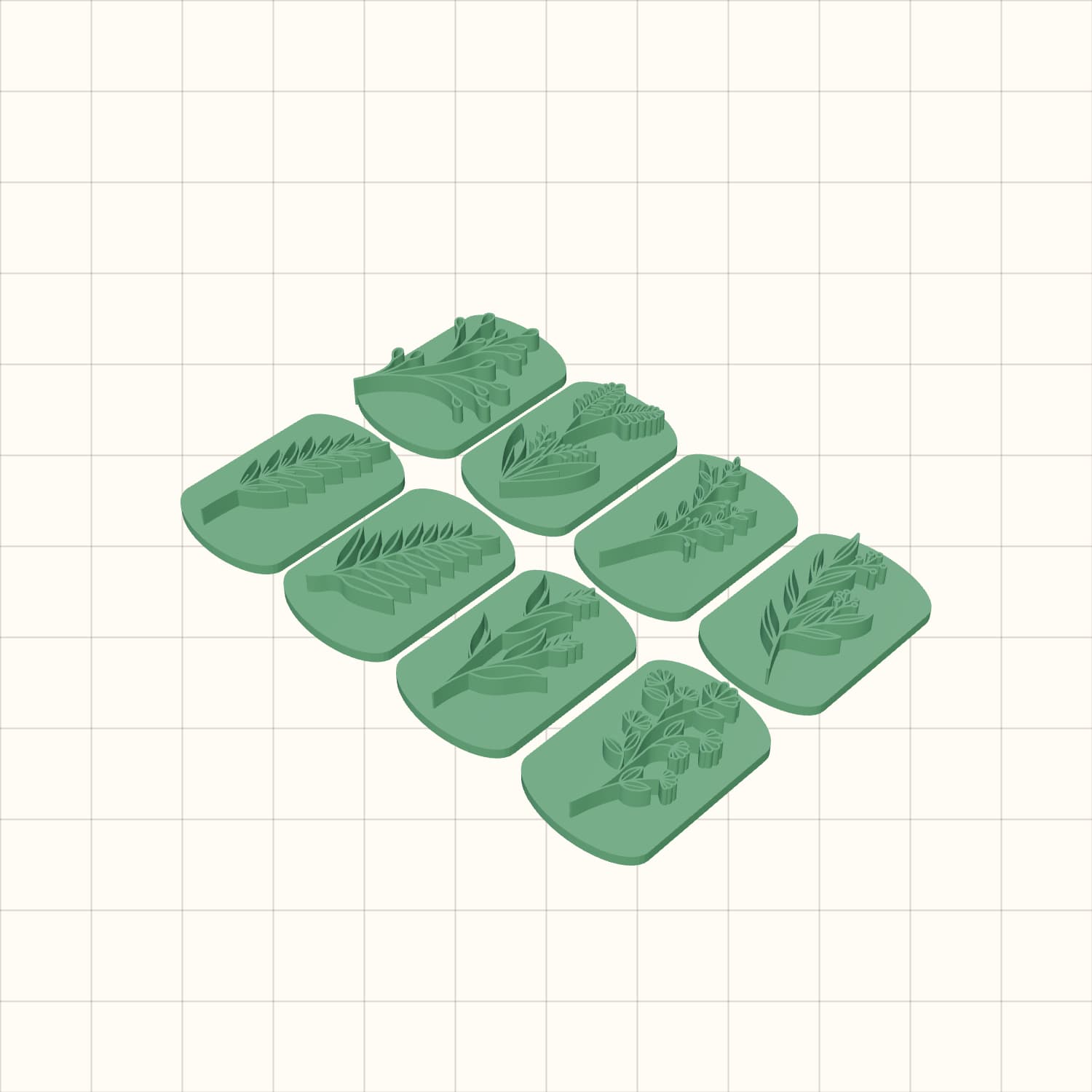 8-Piece Flower and Branch Stamp Set STL 8-Piece Flower and Branch Stamp Set STL
